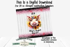 Cute Pig with Sunflowers 20oz Seamless Tumbler Wrap Product Image 2
