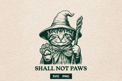 Funny Wizard Cat SVG Shall Not Paws PNG Clipart Art Product Image 1