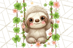 Cartoon Lucky Animals Clipart PNG, Shamrock Pets Printable Product Image 3