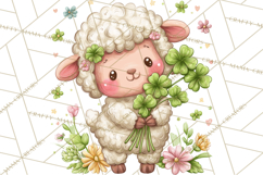 Cartoon Lucky Animals Clipart PNG, Shamrock Pets Printable Product Image 4