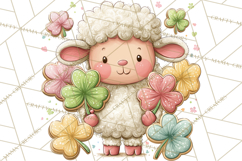 Cartoon Lucky Animals Clipart PNG, Shamrock Pets Printable Product Image 5