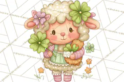 Cartoon Lucky Animals Clipart PNG, Shamrock Pets Printable Product Image 2