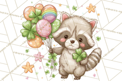 Cartoon Lucky Animals Clipart PNG, Shamrock Pets Printable Product Image 4