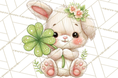 Cartoon Lucky Animals Clipart PNG, Shamrock Pets Printable Product Image 2