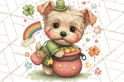 Cartoon Lucky Animals Clipart PNG, Shamrock Pets Printable Product Image 3