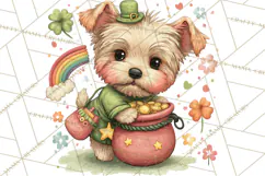 Cartoon Lucky Animals Clipart PNG, Shamrock Pets Printable Product Image 3