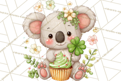 Cartoon Lucky Animals Clipart PNG, Shamrock Pets Printable Product Image 2