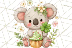Cartoon Lucky Animals Clipart PNG, Shamrock Pets Printable Product Image 2