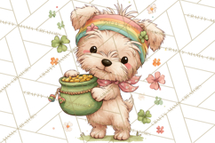 Cartoon Lucky Animals Clipart PNG, Shamrock Pets Printable Product Image 4