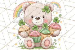 Cartoon Lucky Animals Clipart PNG, Shamrock Pets Printable Product Image 5
