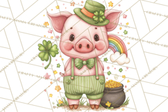 Cartoon Lucky Animals Clipart PNG, Shamrock Pets Printable Product Image 3