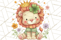 Cartoon Lucky Animals Clipart PNG, Shamrock Pets Printable Product Image 4