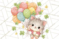 Cartoon Lucky Animals Clipart PNG, Shamrock Pets Printable Product Image 5