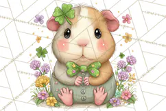 Cartoon Lucky Animals Clipart PNG, Shamrock Pets Printable Product Image 3