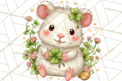 Cartoon Lucky Animals Clipart PNG, Shamrock Pets Printable Product Image 2