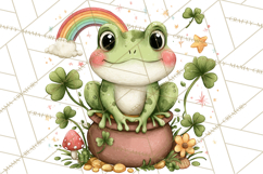 Cartoon Lucky Animals Clipart PNG, Shamrock Pets Printable Product Image 2