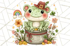 Cartoon Lucky Animals Clipart PNG, Shamrock Pets Printable Product Image 3