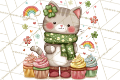 Cartoon Lucky Animals Clipart PNG, Shamrock Pets Printable Product Image 5