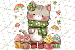 Cartoon Lucky Animals Clipart PNG, Shamrock Pets Printable Product Image 5