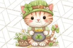 Cartoon Lucky Animals Clipart PNG, Shamrock Pets Printable Product Image 2