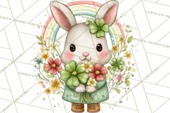 Cartoon Lucky Animals Clipart PNG, Shamrock Pets Printable Product Image 4