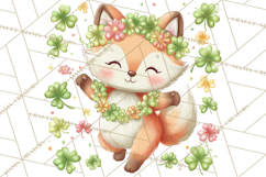 Cartoon Lucky Animals Clipart PNG, Shamrock Pets Printable Product Image 2