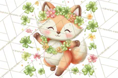 Cartoon Lucky Animals Clipart PNG, Shamrock Pets Printable Product Image 2
