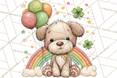 Cartoon Lucky Animals Clipart PNG, Shamrock Pets Printable Product Image 3
