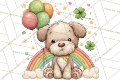 Cartoon Lucky Animals Clipart PNG, Shamrock Pets Printable Product Image 3