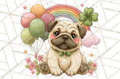 Cartoon Lucky Animals Clipart PNG, Shamrock Pets Printable Product Image 4