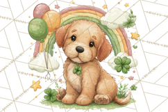 Cartoon Lucky Animals Clipart PNG, Shamrock Pets Printable Product Image 5