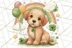 Cartoon Lucky Animals Clipart PNG, Shamrock Pets Printable Product Image 5