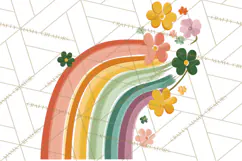 Retro St Patricks PNG Clipart, Vintage Shamrock Rainbow Product Image 5