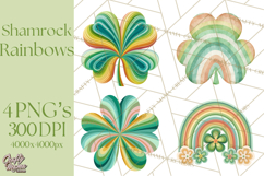 Retro St Patricks PNG Clipart, Vintage Shamrock Rainbow Product Image 1