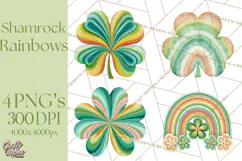 Retro St Patricks PNG Clipart, Vintage Shamrock Rainbow Product Image 1
