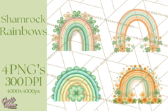 Retro St Patricks PNG Clipart, Vintage Shamrock Rainbow Product Image 1