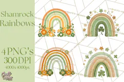 Retro St Patricks PNG Clipart, Vintage Shamrock Rainbow Product Image 1