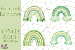 Retro St Patricks PNG Clipart, Vintage Shamrock Rainbow Product Image 1