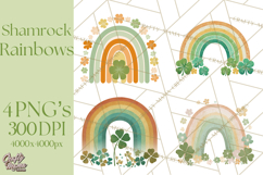 Retro St Patricks PNG Clipart, Vintage Shamrock Rainbow Product Image 1