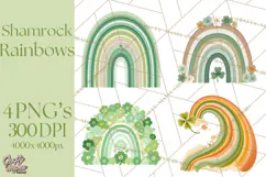 Retro St Patricks PNG Clipart, Vintage Shamrock Rainbow Product Image 1