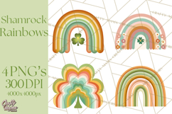 Retro St Patricks PNG Clipart, Vintage Shamrock Rainbow Product Image 1