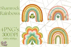 Retro St Patricks PNG Clipart, Vintage Shamrock Rainbow Product Image 1