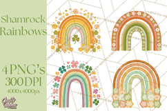 Retro St Patricks PNG Clipart, Vintage Shamrock Rainbow Product Image 1