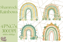Retro St Patricks PNG Clipart, Vintage Shamrock Rainbow Product Image 1