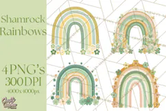 Retro St Patricks PNG Clipart, Vintage Shamrock Rainbow Product Image 1