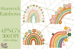Retro St Patricks PNG Clipart, Vintage Shamrock Rainbow Product Image 1