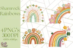 Retro St Patricks PNG Clipart, Vintage Shamrock Rainbow Product Image 1