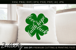 FAITH HOPE LOVE LUCK SHAMROCK SVG St Patrick's Day T-shirt Product Image 5
