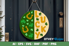 Shamrock Welcome Sign | Lucky Clover Door Hanger Lasercut Product Image 3