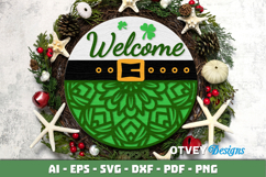 Shamrock Welcome Sign | Lucky Clover Door Hanger Lasercut Product Image 2